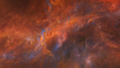 群星Stellaris游戏封面，壮观的宇宙星云背景下多种外星文明飞船在星际空间交汇